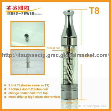T8 atomizer 1.8/2.4/2.8ohm changeable coil head 7colors available nev
